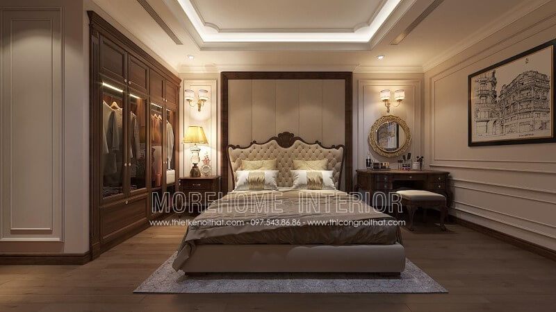 Mẫu tủ bếp gỗ óc chó tân cổ điển được thiết kế sang trọng với 4 cánh kết hợp kính cao cấp, âm tường, giúp khách hàng có được sản phẩm nội thất tiêu chuẩn đẹp nhất.